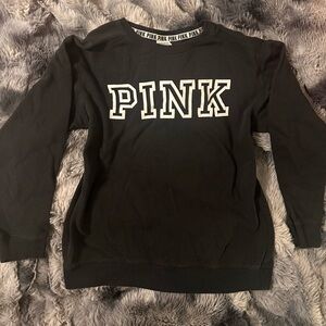 Victoria's Secret PINK Black Sweatshirt with White Logo
